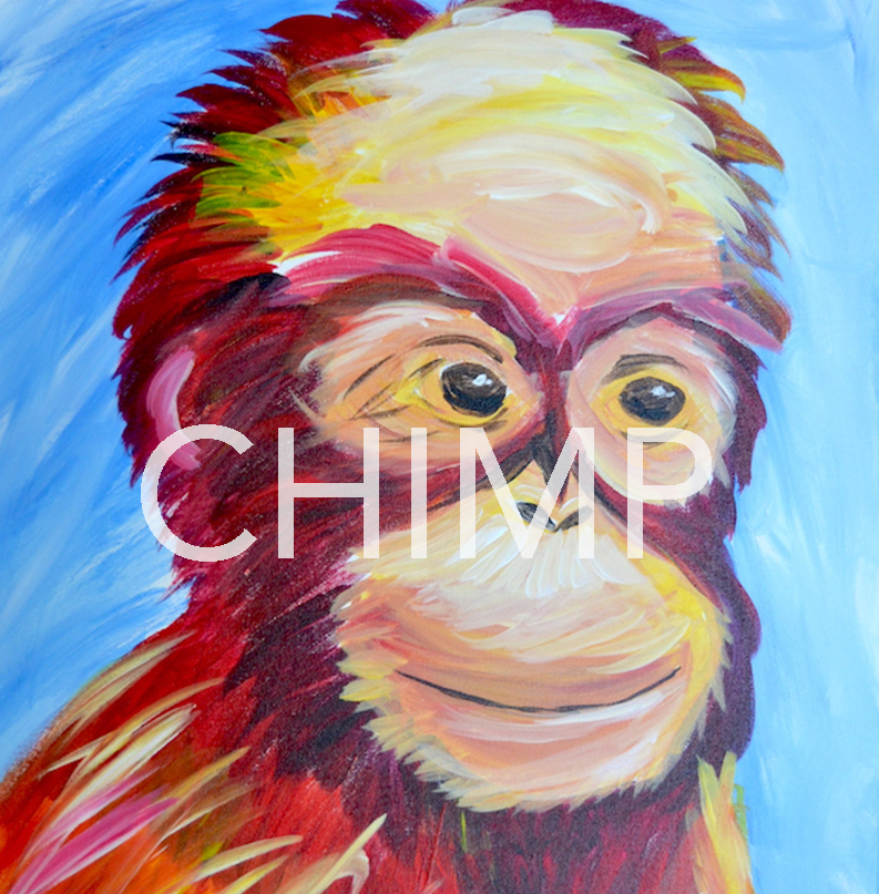 studio 614 canvas painting chimp