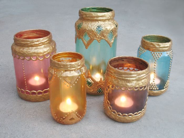 glass painting tea light holders